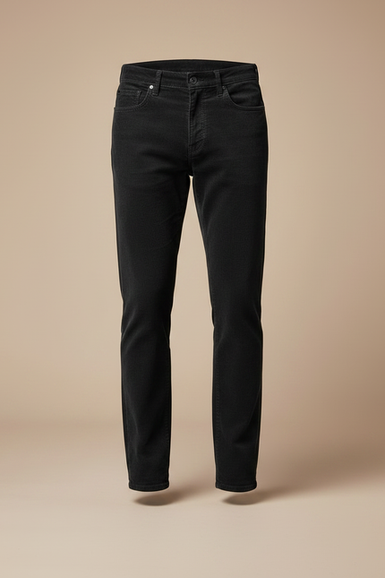 Pantalon Noir Côtelé Homme Slim Stretch Hiver - Cordé - vue 3