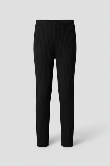 Pantalon Noir Côtelé Confortable Fille Slim - Maille - vue 3