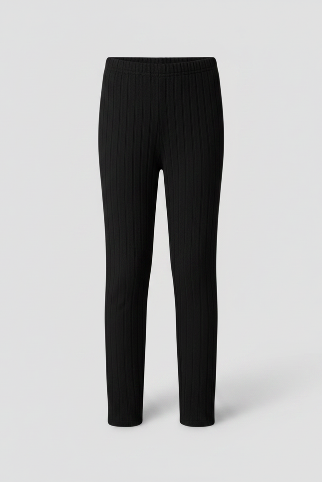 Pantalon Noir Côtelé Confortable Fille Slim - Maille - vue 3