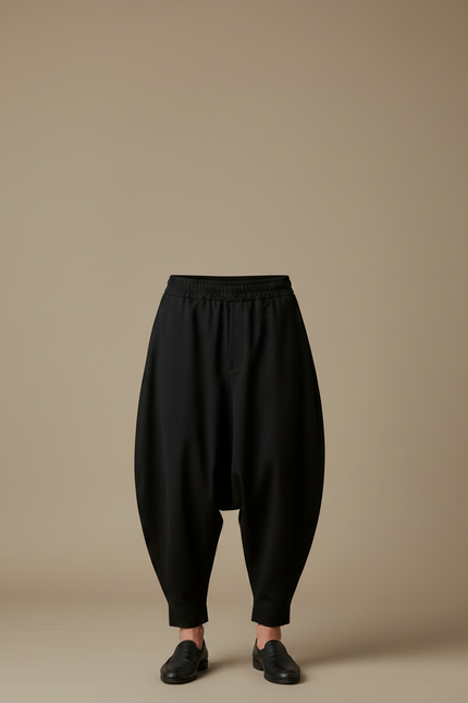 Pantalon Noir Harem Ample Décontracté Moderne Homme - Gabardine - vue 3