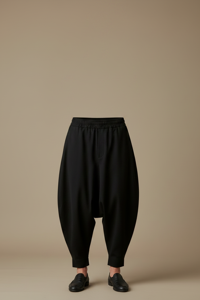 Pantalon Noir Harem Ample Décontracté Moderne Homme - Gabardine - vue 3