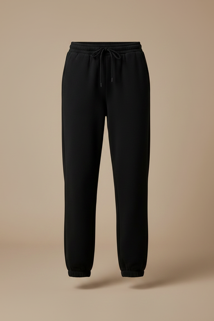 Pantalon Noir Molletonné Ample Confortable Décontracté Femme - vue 3