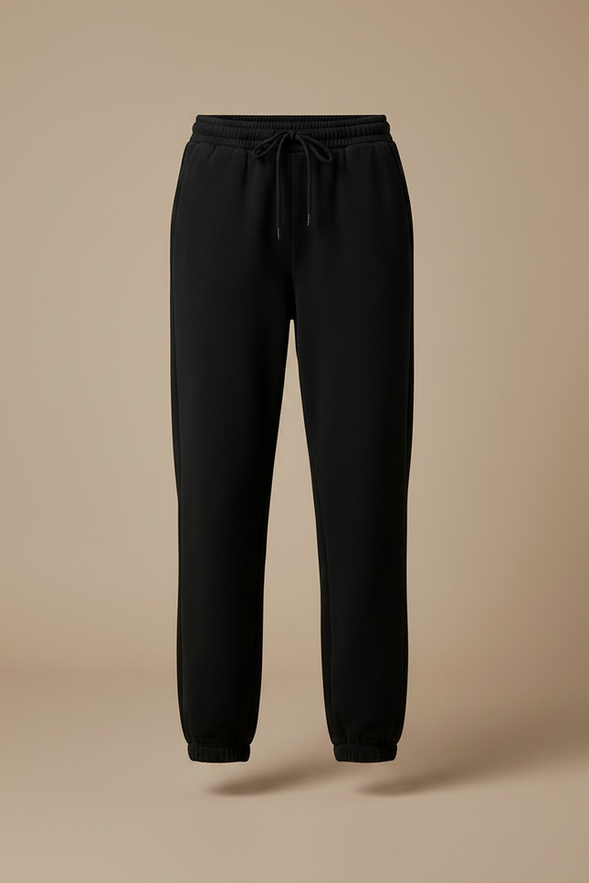 Pantalon Noir Molletonné Ample Confortable Décontracté Femme - vue 3