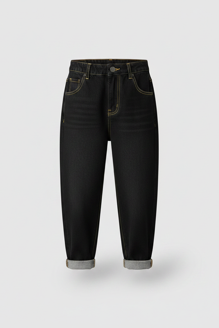 Pantalon Noir Ample Décontracté En Denim Enfant - Jean - vue 3