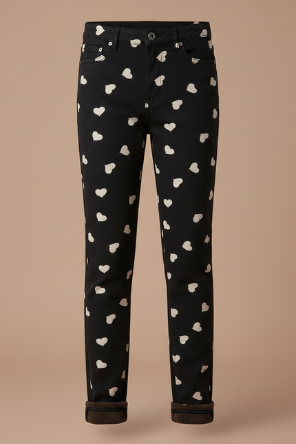 Pantalon Noir Coeurs Blancs Fille Doux Confortable - Molleton - vue 3