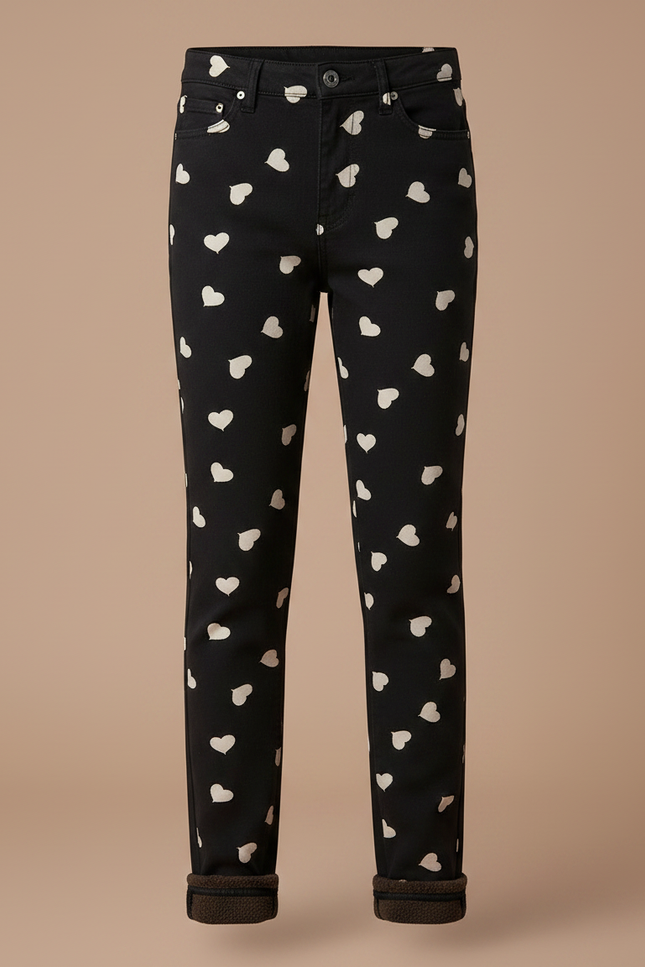 Pantalon Noir Coeurs Blancs Fille Doux Confortable - Molleton - vue 3