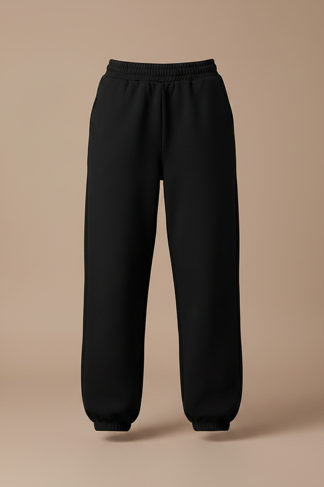 Pantalon Coton Noir Femme - Molleton - vue 3
