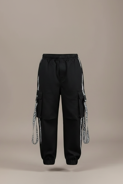 Pantalon Noir Cargo Ample Garçon Streetwear - Toile - vue 3