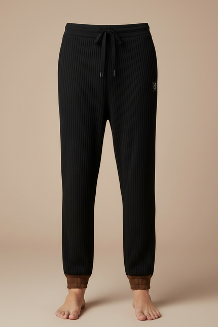 Pantalon Noir Côtelé Droit Décontracté Homme Cordon - Cordé - vue 3