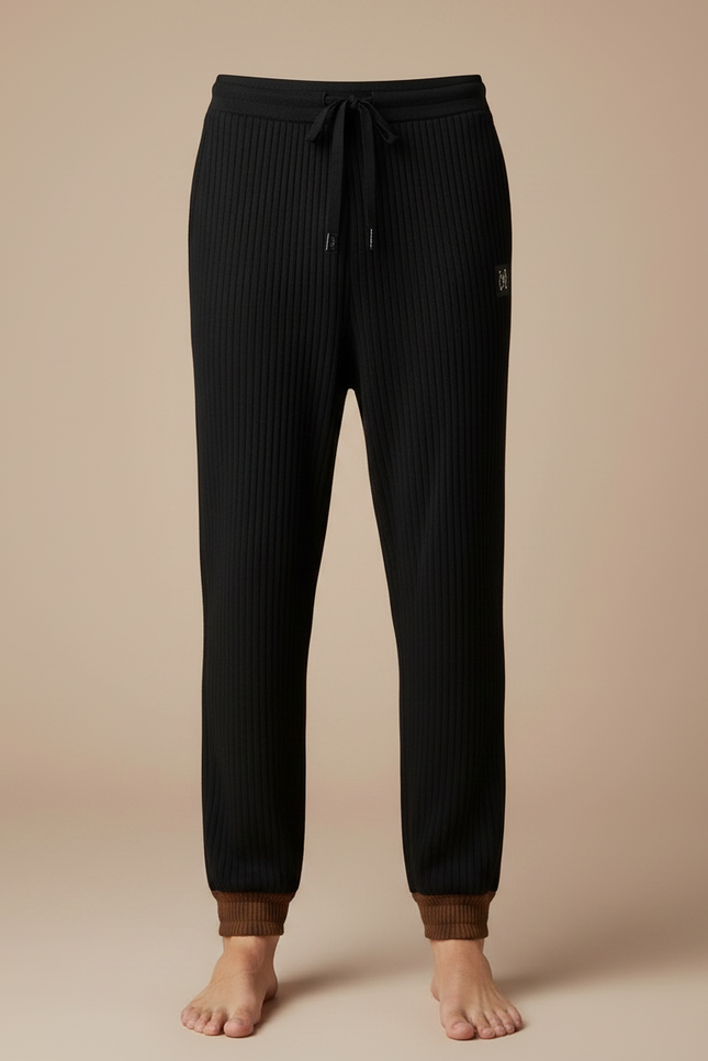 Pantalon Noir Côtelé Droit Décontracté Homme Cordon - Cordé - vue 3