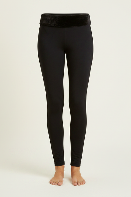 Pantalon Noir Moulant, Taille Haute, Stretch, Confortable, Velours - vue 3