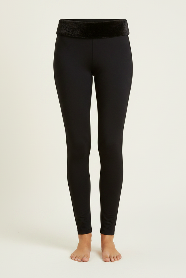 Pantalon Noir Moulant, Taille Haute, Stretch, Confortable, Velours - vue 3