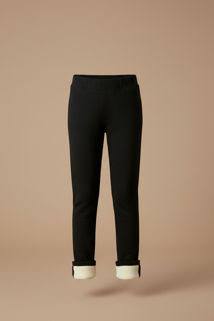 Pantalon Noir Molletonné Doublé Polaire Fille Hiver Chaud - vue 3