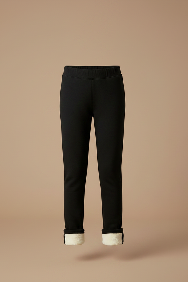 Pantalon Noir Molletonné Doublé Polaire Fille Hiver Chaud - vue 3