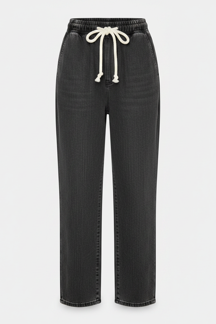 Pantalon Noir Jean Ample Cordon Décontracté Fille - vue 3