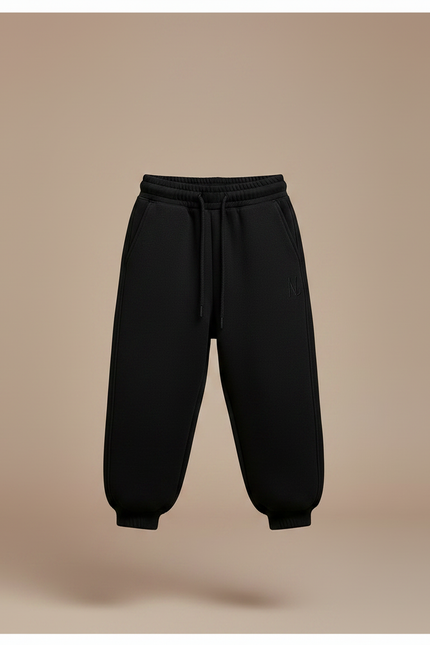 Pantalon Noir Ample Molletonné Cordon Enfant - vue 3