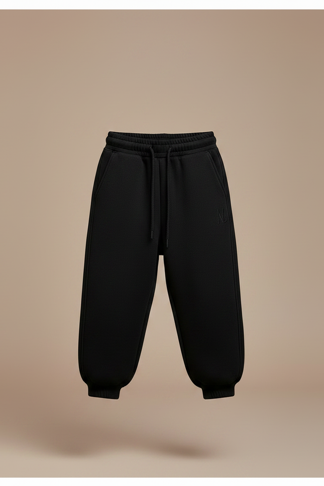 Pantalon Noir Ample Molletonné Cordon Enfant - vue 3