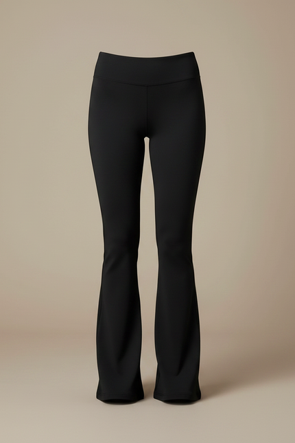 Pantalon Noir Flare Taille Haute Évasé Fluide - Polyester - vue 3