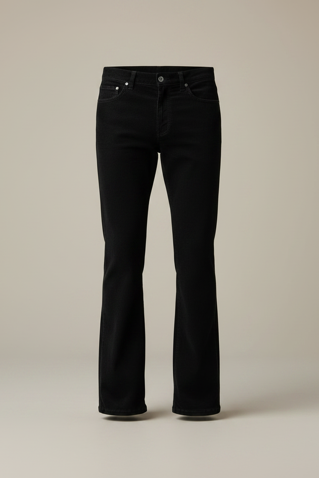 Pantalon Noir Bootcut Homme - Cordé - vue 3