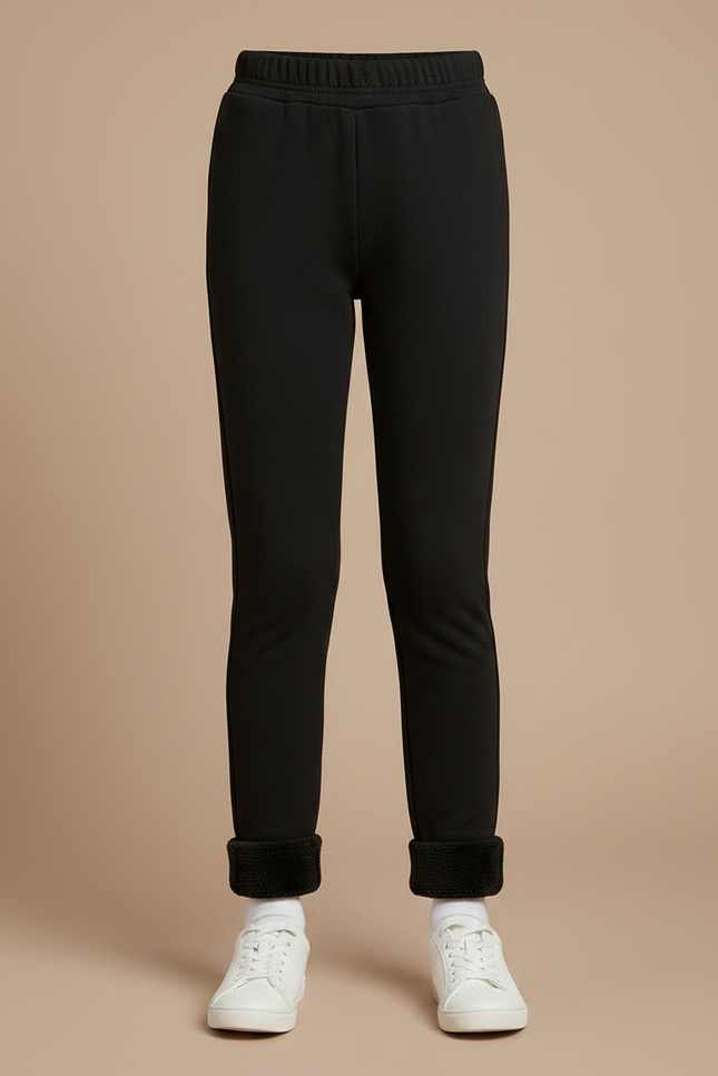 Pantalon Noir Fille Chaud Doux Hiver - Molleton - vue 3