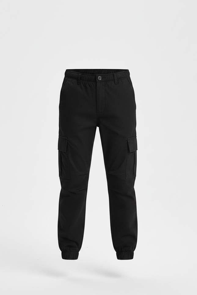 Pantalon Noir Cargo Jogging Coton Garçon - vue 3