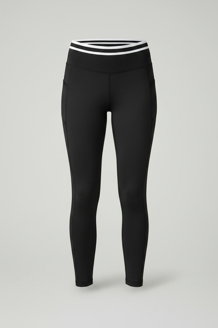 Pantalon Noir Legging Sport Yoga Gainant Court - Polyester - vue 3