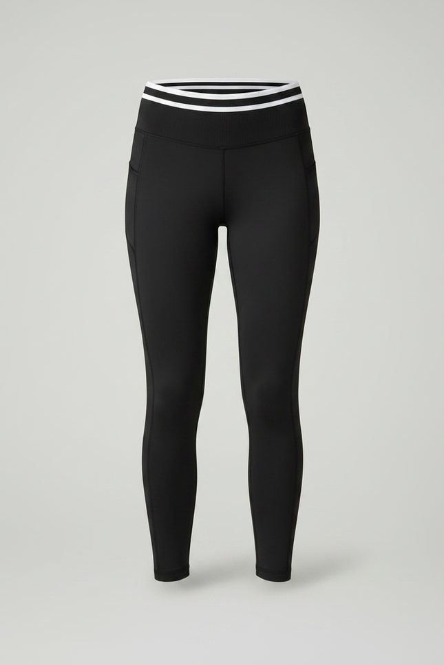 Pantalon Noir Legging Sport Yoga Gainant Court - Polyester - vue 3