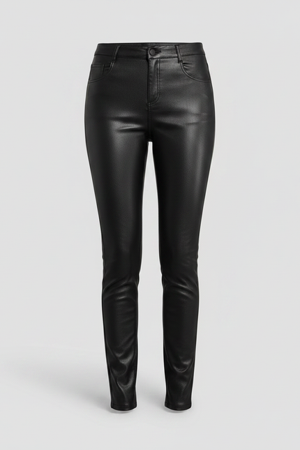 Pantalon Noir Similicuir Slim Brillant Élastique - Simili cuir - vue 3