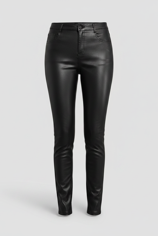 Pantalon Noir Similicuir Slim Brillant Élastique - Simili cuir - vue 3