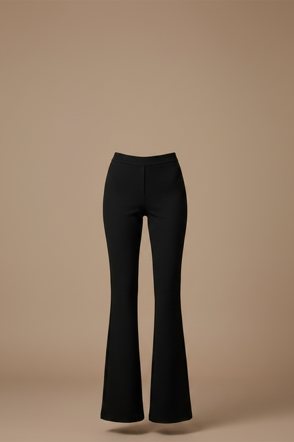 Pantalon Noir Ajusté Jambes Évasées Élégant Femme - Polyester - vue 3