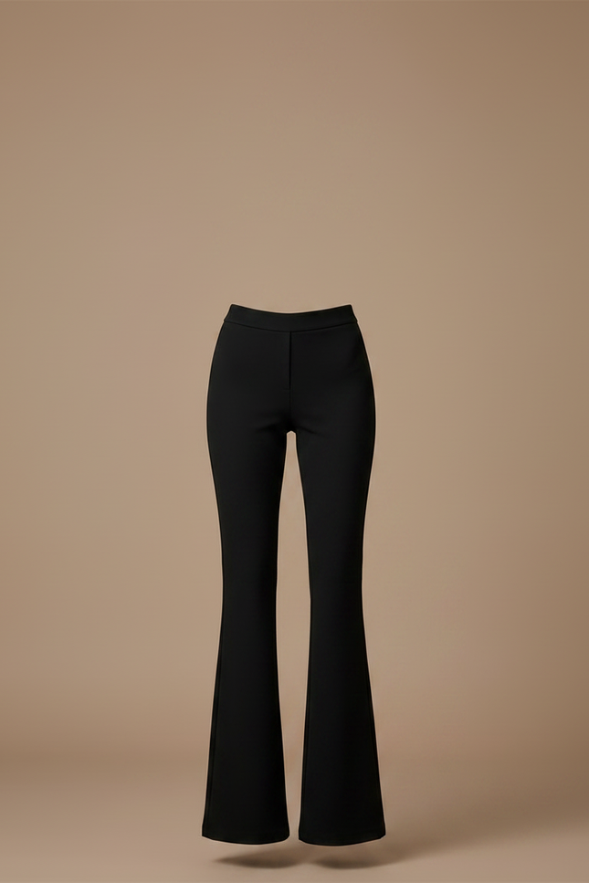 Pantalon Noir Ajusté Jambes Évasées Élégant Femme - Polyester - vue 3
