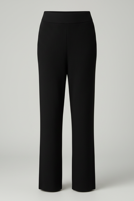 Pantalon Noir Tricot Côtelé Ample Confortable Femme - Maille - vue 3