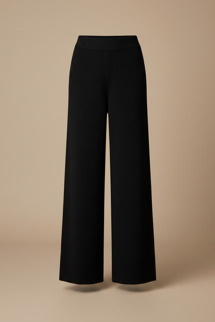 Pantalon Noir Maille Tricot Ample Confortable Femme - vue 3