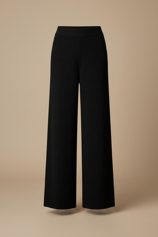 Pantalon Noir Maille Tricot Ample Confortable Femme - vue 3