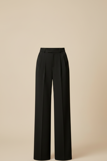 Pantalon Noir Large Fluide Élégant Femme - Polyester - vue 3