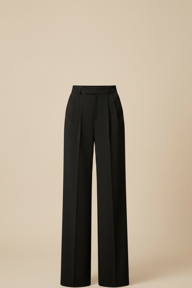 Pantalon Noir Large Fluide Élégant Femme - Polyester - vue 3