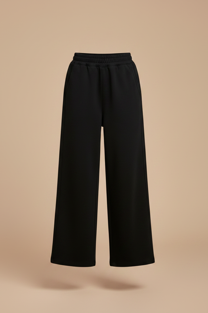 Pantalon Noir Ample Droit Décontracté Fille - Molleton - vue 3