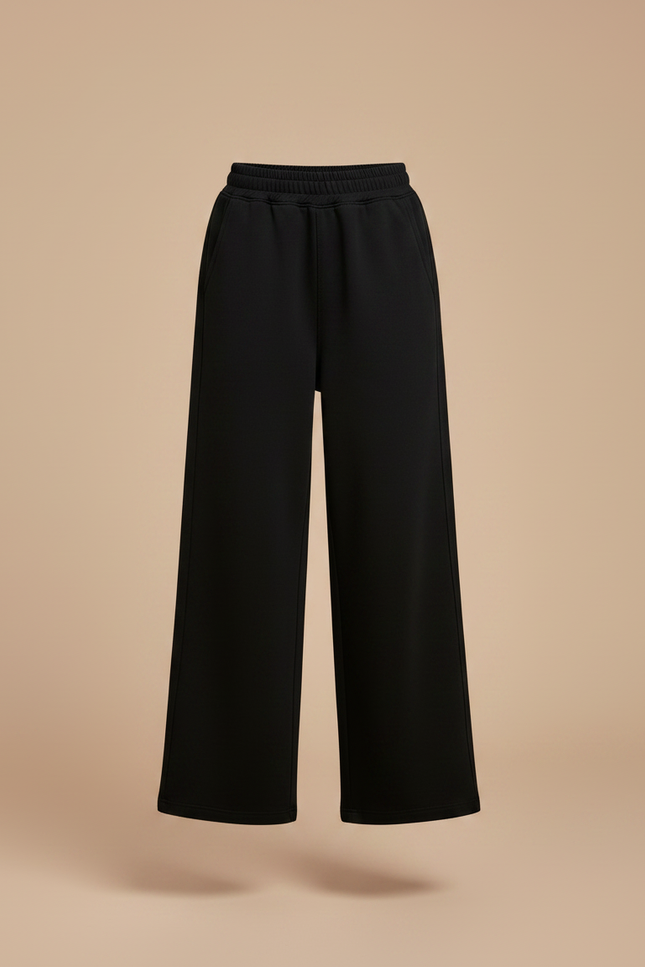 Pantalon Noir Ample Droit Décontracté Fille - Molleton - vue 3