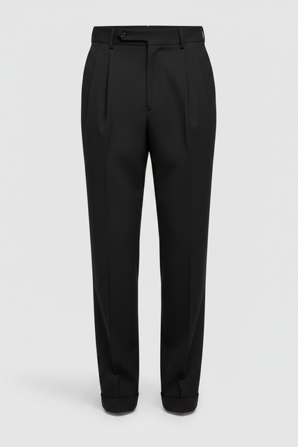Pantalon Noir Plissé Ample Business Élégant Homme - Gabardine - vue 3