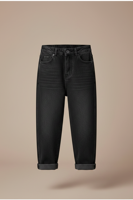 Pantalon Noir Ample Épais Enfant Décontracté Velours - Jean - vue 3