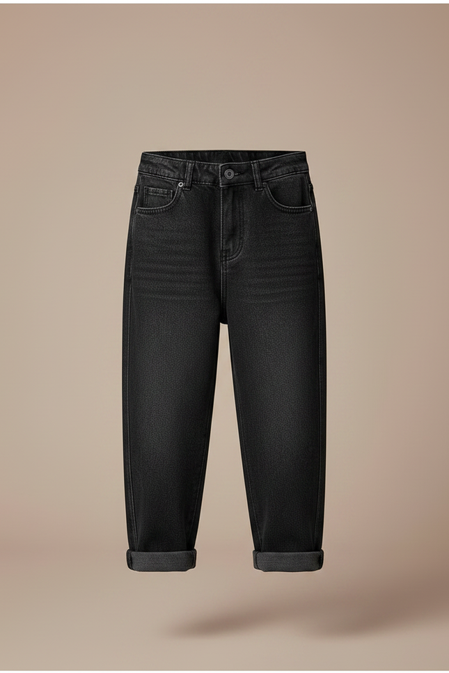 Pantalon Noir Ample Épais Enfant Décontracté Velours - Jean - vue 3