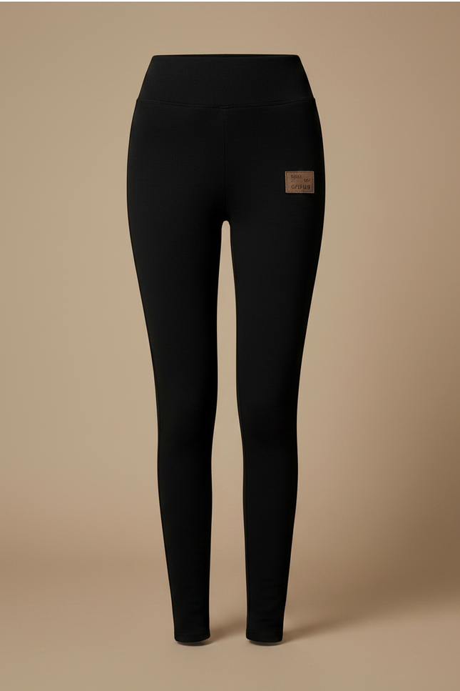 Pantalon Noir Chaud Doublé Polaire Hiver Femme - Maille - vue 3