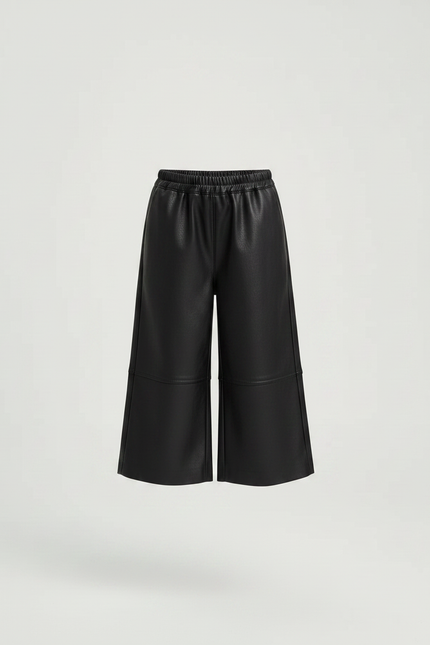 Pantalon Cuir Noir Large - Simili cuir - vue 3