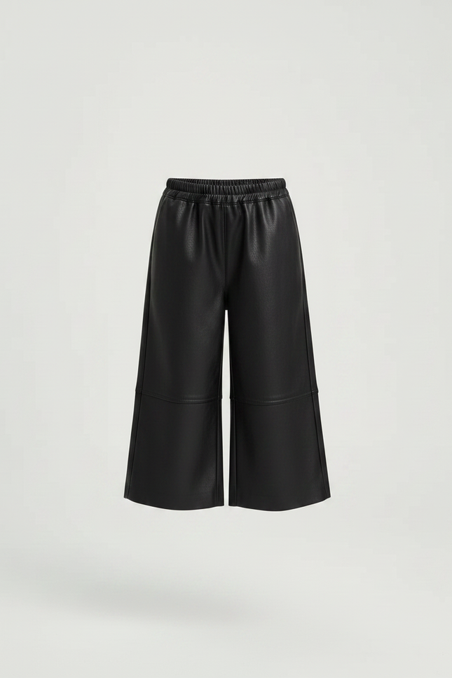 Pantalon Cuir Noir Large - Simili cuir - vue 3