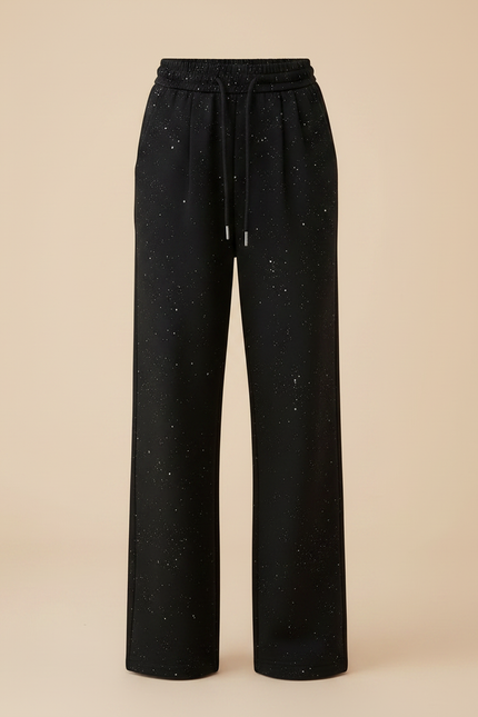 Pantalon Noir Large Pailleté Décontracté Fille - Molleton - vue 3