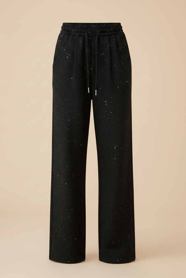 Pantalon Noir Large Pailleté Décontracté Fille - Molleton - vue 3