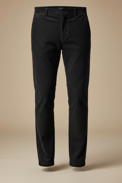 Pantalon Noir Côtelé Droit Décontracté Homme Élégant - Cordé - vue 3
