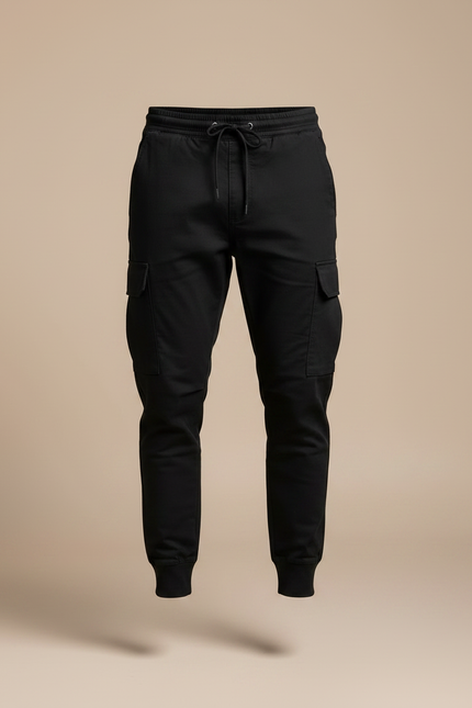 Pantalon Noir Cargo Homme Sportif Ajusté Décontracté - Polyester - vue 3