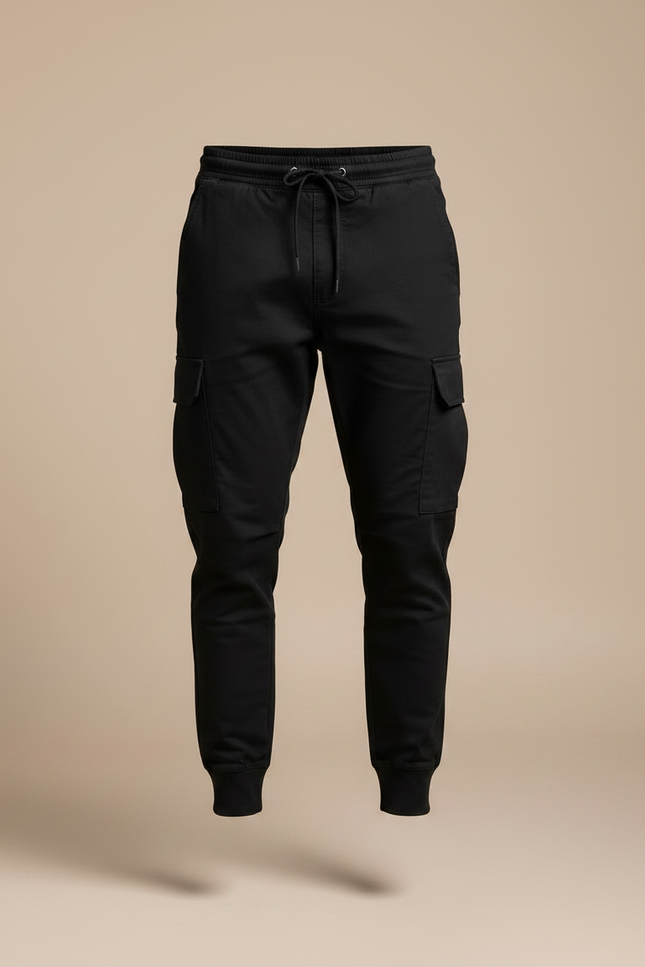 Pantalon Noir Cargo Homme Sportif Ajusté Décontracté - Polyester - vue 3