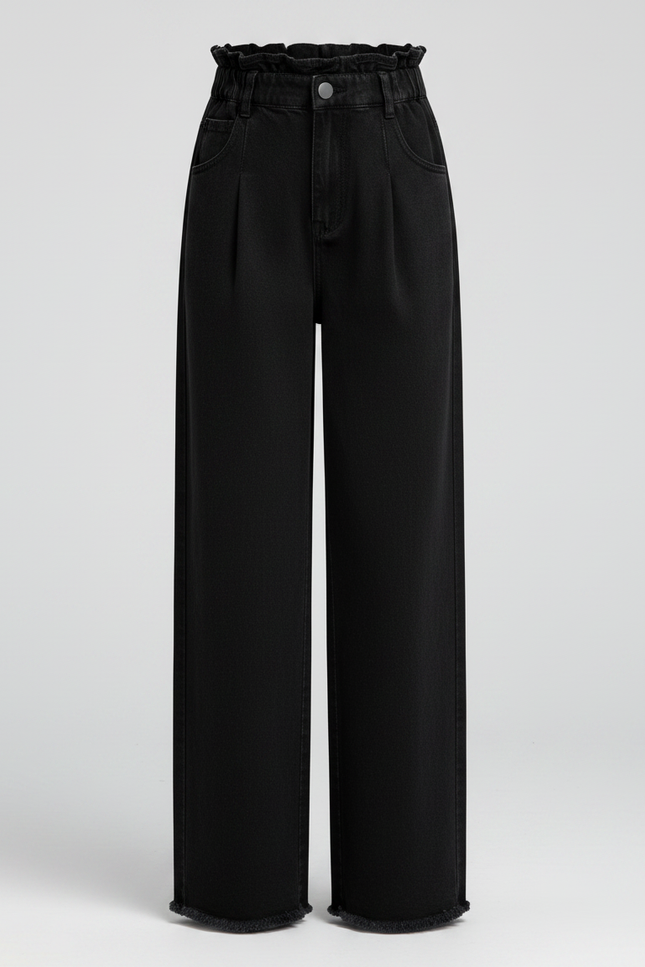 Pantalon Noir Ample Denim Fille Décontracté - Jean - vue 3